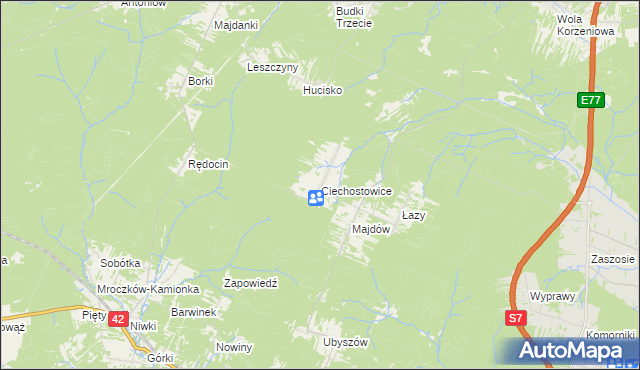 mapa Ciechostowice, Ciechostowice na mapie Targeo