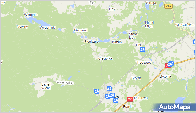 mapa Cieciorka, Cieciorka na mapie Targeo