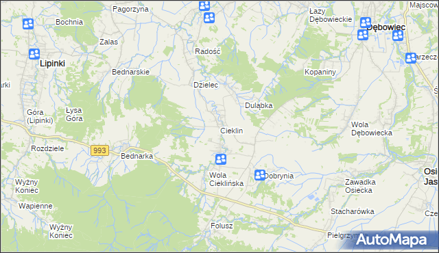 mapa Cieklin, Cieklin na mapie Targeo