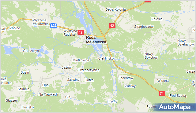 mapa Cieklińsko, Cieklińsko na mapie Targeo