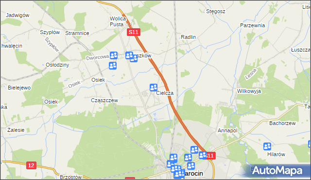 mapa Cielcza, Cielcza na mapie Targeo