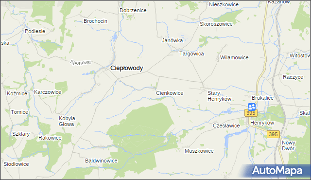 mapa Cienkowice, Cienkowice na mapie Targeo