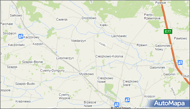 mapa Cieszkowo-Kolonia, Cieszkowo-Kolonia na mapie Targeo