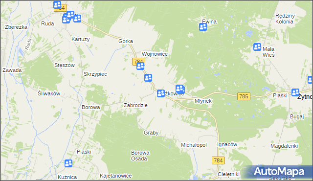 mapa Ciężkowice gmina Gidle, Ciężkowice gmina Gidle na mapie Targeo