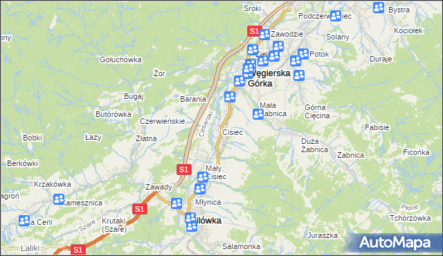 mapa Cisiec, Cisiec na mapie Targeo