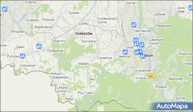 mapa Cisownica, Cisownica na mapie Targeo