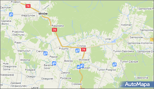 mapa Ćmińsk, Ćmińsk na mapie Targeo