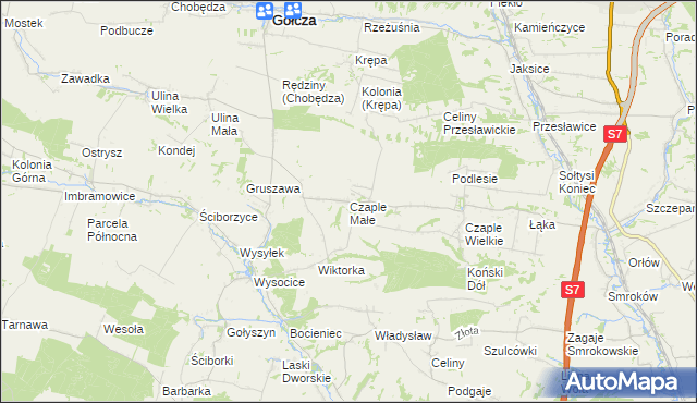 mapa Czaple Małe, Czaple Małe na mapie Targeo