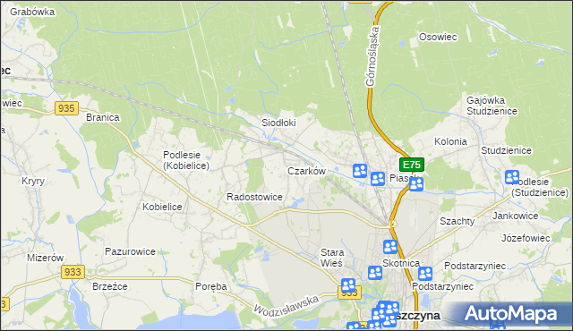 mapa Czarków gmina Pszczyna, Czarków gmina Pszczyna na mapie Targeo