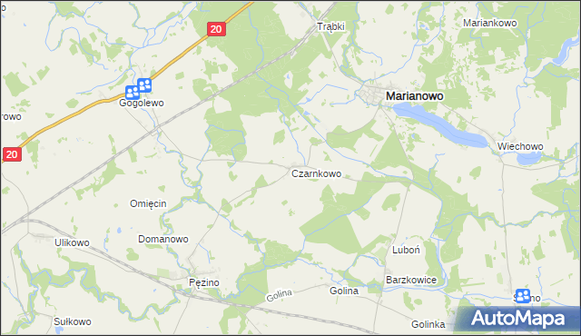 mapa Czarnkowo gmina Marianowo, Czarnkowo gmina Marianowo na mapie Targeo