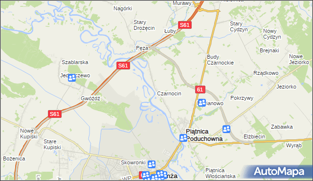 mapa Czarnocin gmina Piątnica, Czarnocin gmina Piątnica na mapie Targeo