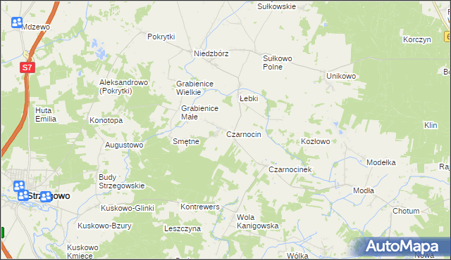 mapa Czarnocin gmina Strzegowo, Czarnocin gmina Strzegowo na mapie Targeo