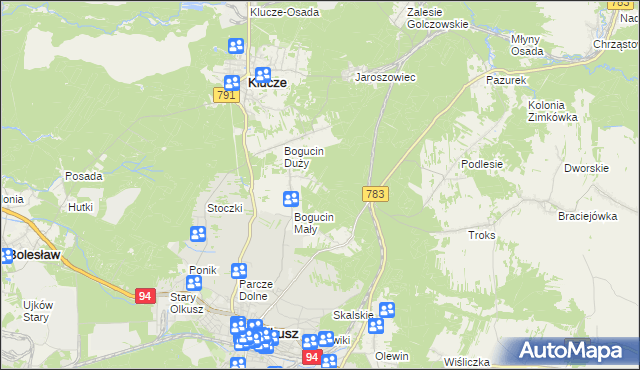 mapa Czarny Las gmina Olkusz, Czarny Las gmina Olkusz na mapie Targeo