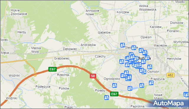 mapa Czechy gmina Zduńska Wola, Czechy gmina Zduńska Wola na mapie Targeo