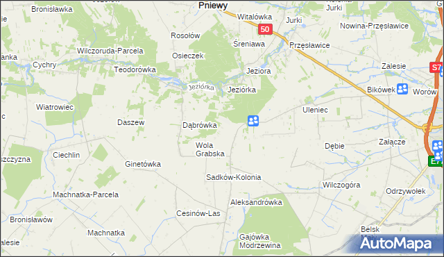 mapa Czekaj gmina Pniewy, Czekaj gmina Pniewy na mapie Targeo