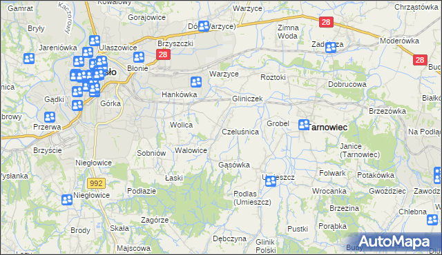 mapa Czeluśnica, Czeluśnica na mapie Targeo