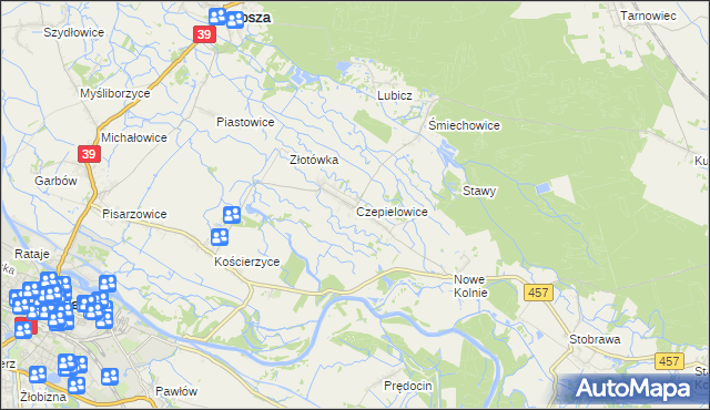 mapa Czepielowice, Czepielowice na mapie Targeo