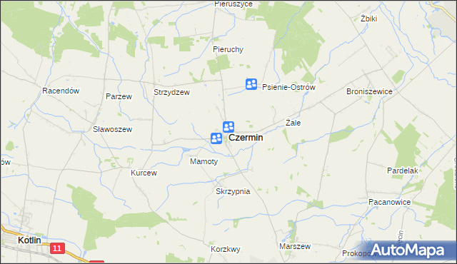mapa Czermin powiat pleszewski, Czermin powiat pleszewski na mapie Targeo