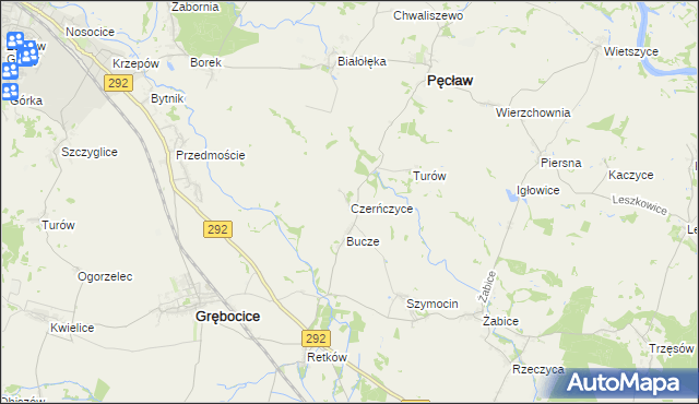 mapa Czerńczyce gmina Grębocice, Czerńczyce gmina Grębocice na mapie Targeo