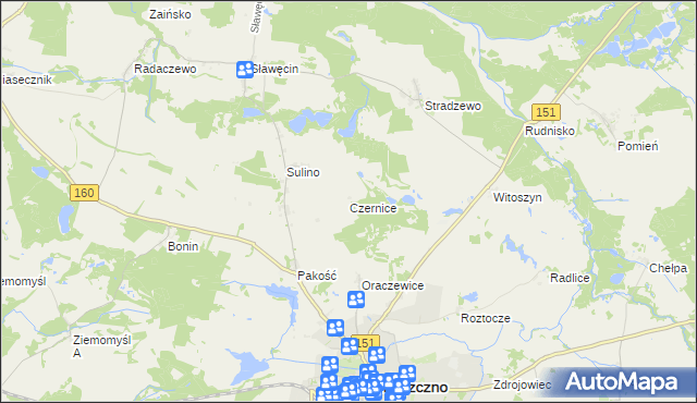 mapa Czernice gmina Choszczno, Czernice gmina Choszczno na mapie Targeo