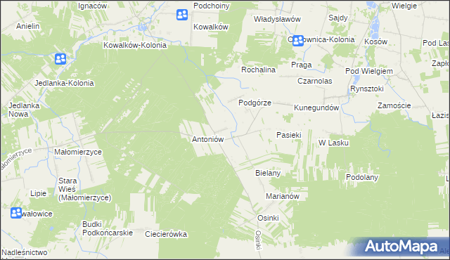 mapa Czerwona gmina Ciepielów, Czerwona gmina Ciepielów na mapie Targeo