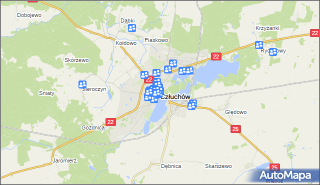 mapa Człuchów, Człuchów na mapie Targeo