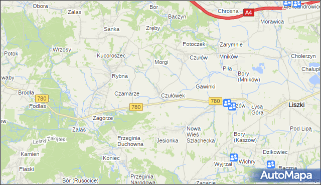 mapa Czułówek, Czułówek na mapie Targeo