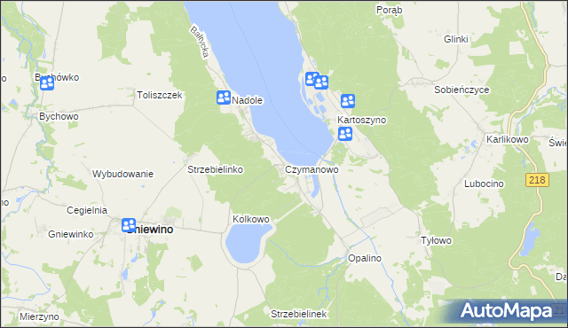 mapa Czymanowo, Czymanowo na mapie Targeo