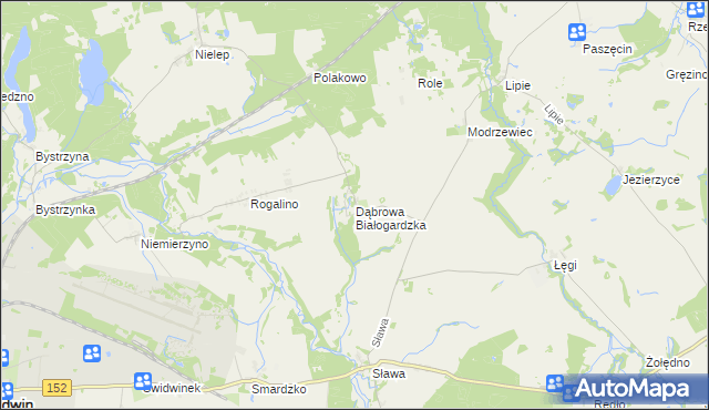 mapa Dąbrowa Białogardzka, Dąbrowa Białogardzka na mapie Targeo