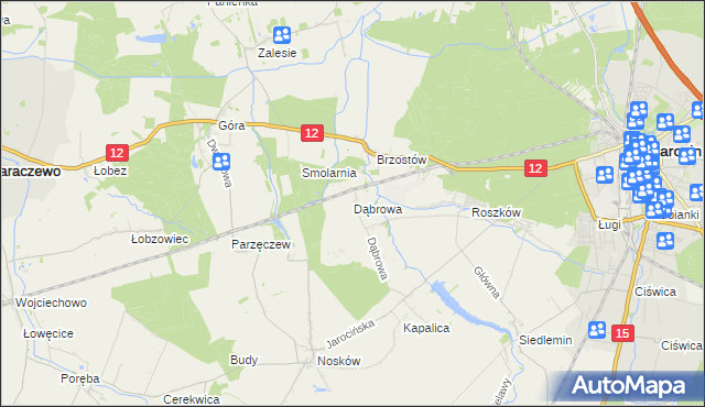 mapa Dąbrowa gmina Jarocin, Dąbrowa gmina Jarocin na mapie Targeo