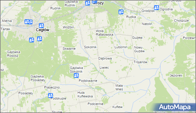 mapa Dąbrowa gmina Mrozy, Dąbrowa gmina Mrozy na mapie Targeo
