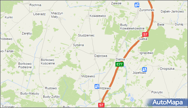 mapa Dąbrowa gmina Strzegowo, Dąbrowa gmina Strzegowo na mapie Targeo
