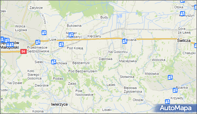 mapa Dąbrowa gmina Świlcza, Dąbrowa gmina Świlcza na mapie Targeo