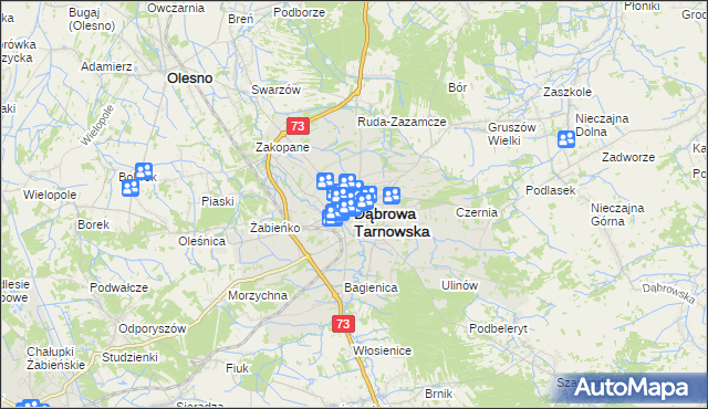 mapa Dąbrowa Tarnowska, Dąbrowa Tarnowska na mapie Targeo