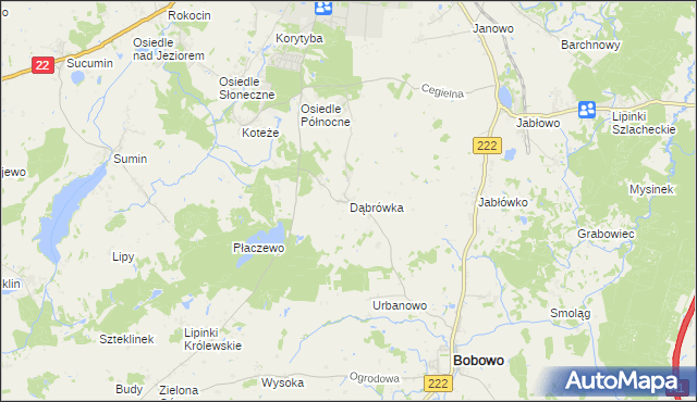 mapa Dąbrówka gmina Starogard Gdański, Dąbrówka gmina Starogard Gdański na mapie Targeo