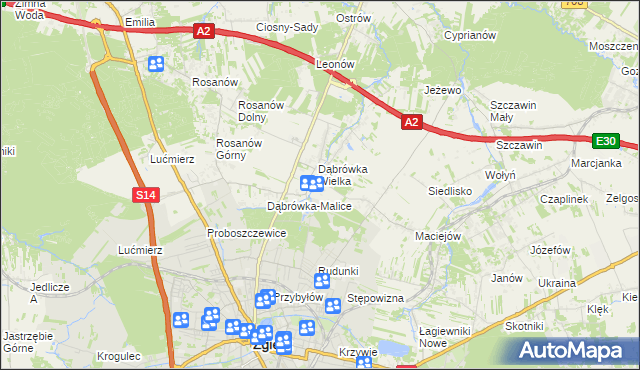 mapa Dąbrówka-Sowice, Dąbrówka-Sowice na mapie Targeo