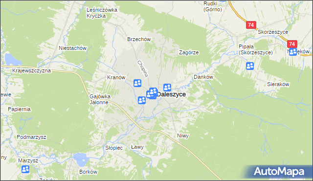 mapa Daleszyce, Daleszyce na mapie Targeo