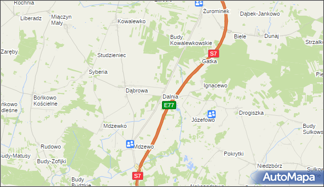 mapa Dalnia gmina Strzegowo, Dalnia gmina Strzegowo na mapie Targeo