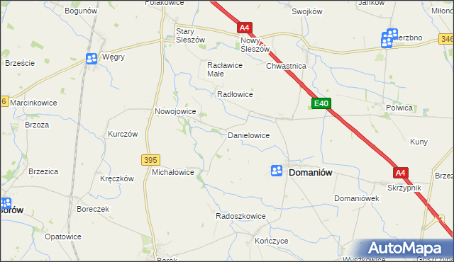 mapa Danielowice, Danielowice na mapie Targeo