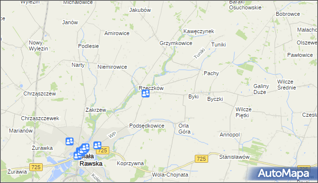 mapa Dańków gmina Biała Rawska, Dańków gmina Biała Rawska na mapie Targeo