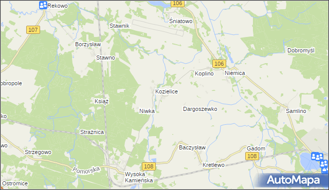 mapa Dargoszewo, Dargoszewo na mapie Targeo