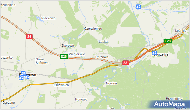 mapa Darżewo gmina Nowa Wieś Lęborska, Darżewo gmina Nowa Wieś Lęborska na mapie Targeo