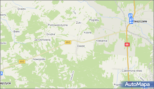 mapa Dasze, Dasze na mapie Targeo