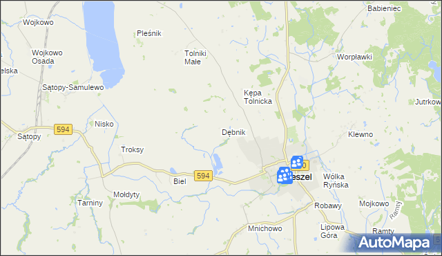 mapa Dębnik gmina Reszel, Dębnik gmina Reszel na mapie Targeo