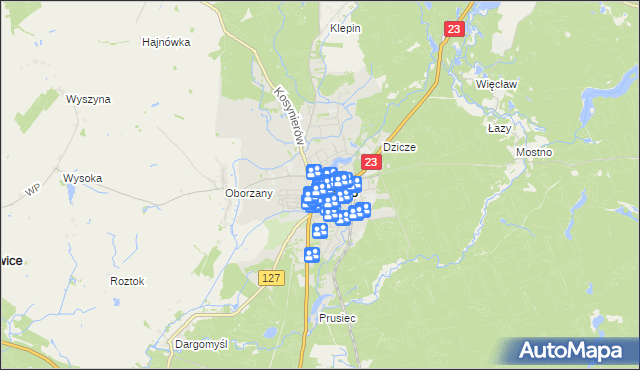 mapa Dębno powiat myśliborski, Dębno powiat myśliborski na mapie Targeo