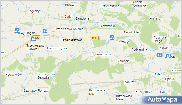 mapa Dębowierzchy, Dębowierzchy na mapie Targeo