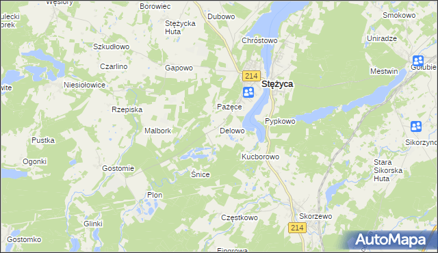 mapa Delowo, Delowo na mapie Targeo