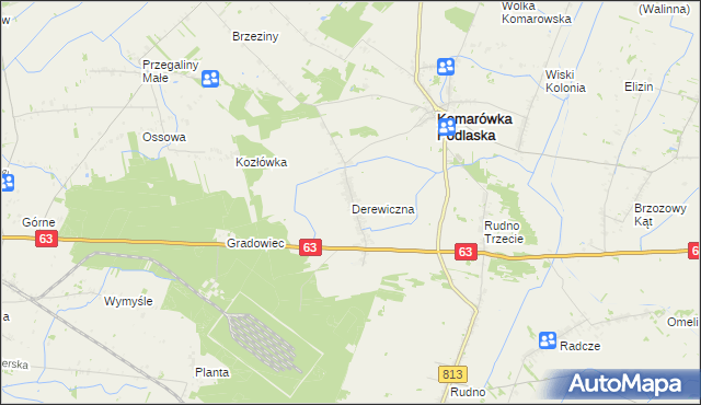 mapa Derewiczna, Derewiczna na mapie Targeo