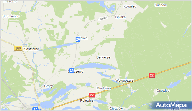 mapa Derkacze, Derkacze na mapie Targeo