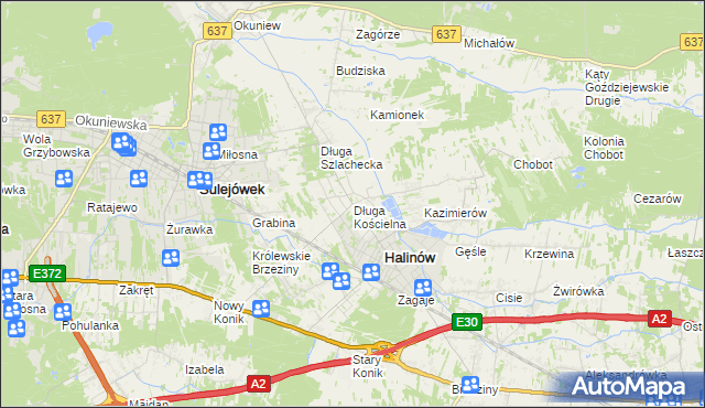 mapa Długa Kościelna, Długa Kościelna na mapie Targeo